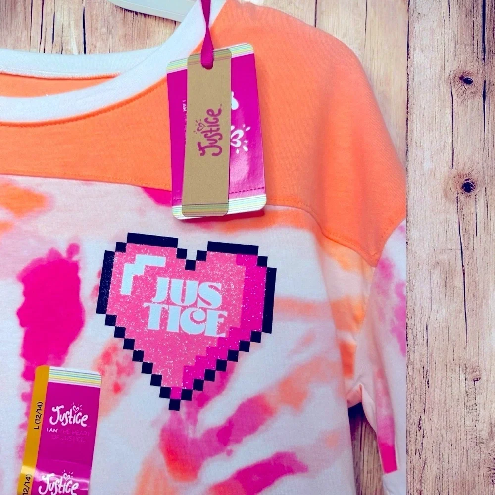 Justice Orange Pink Tie-Dye Short Sleeve Tee